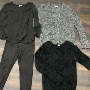Black kitten bundle H&M, Forever 21, fuzzy sweater